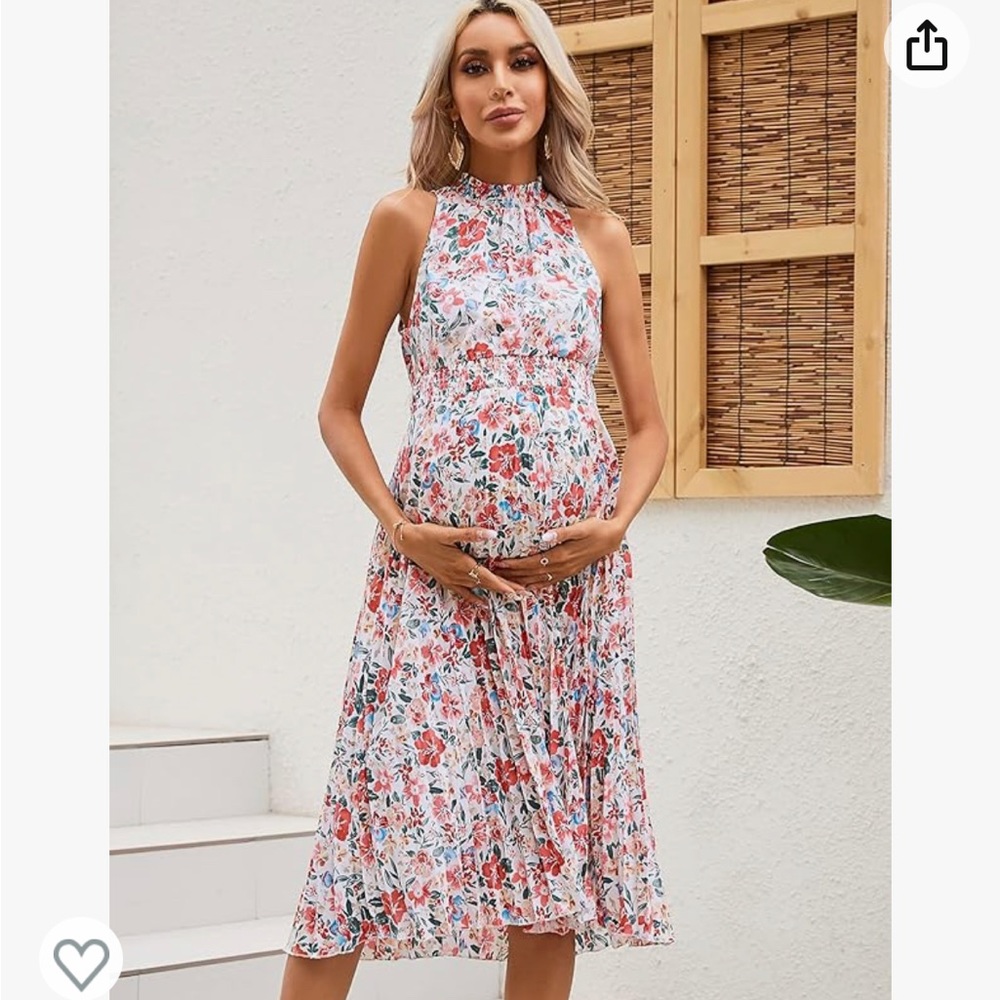 Maternity dress, sage, pink/mauve